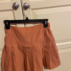 Orange Pleated Skirt